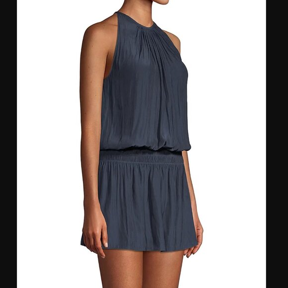 Ramy Brook | US L | Paris Sleeveless High-Neck Drop-Waist Mini Dress | Navy - Picture 4 of 9